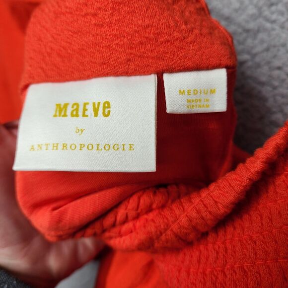 ANTHROPOLOGIE Women's Medium MAEVE Red Orange NWT Sweetheart Mini Dress - Picture 14 of 16